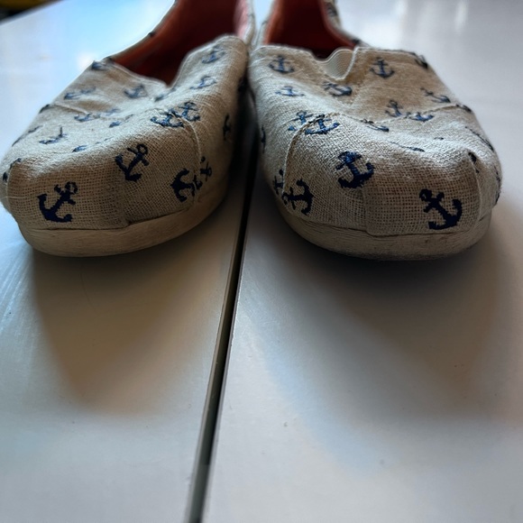 Toms Natural Burlap Anchor Print Classic shoes sz 7.5 - Picture 8 of 10